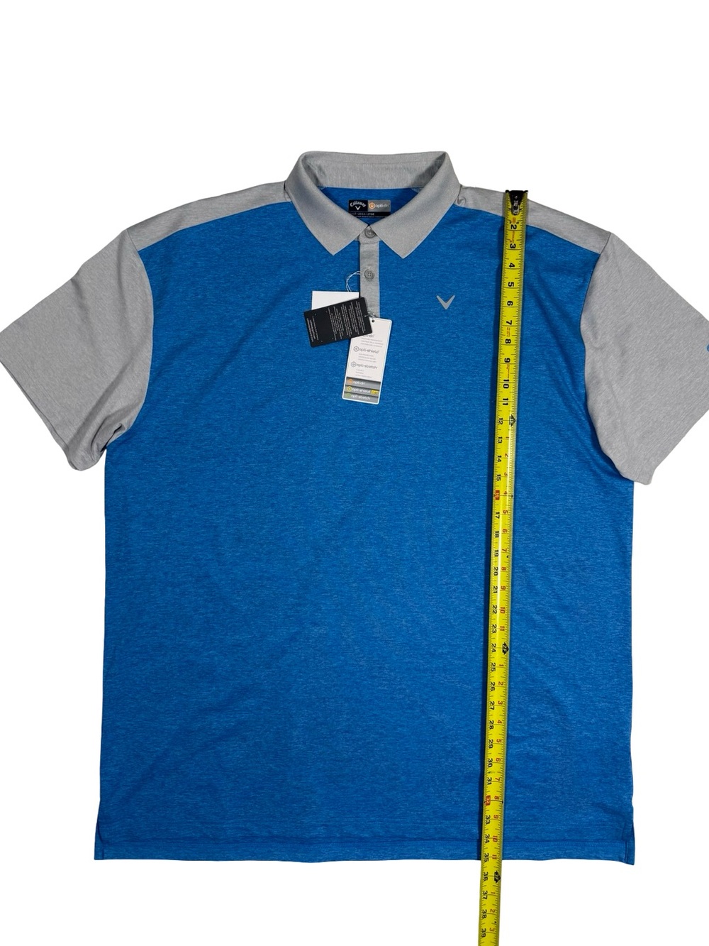Callaway Golf Polo Mens 2XLT Opti-Dri UPF 50 Stretch Blue Gray Performance NEW - Picture 3 of 7